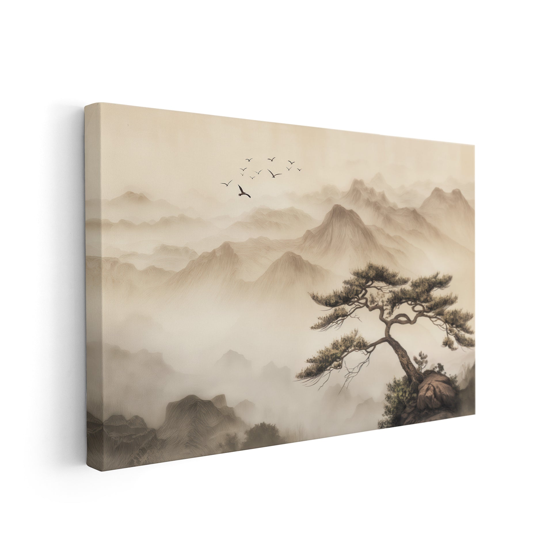 Silent Mountains - Premium Leinwand-Wandbild als asiatische Kunst