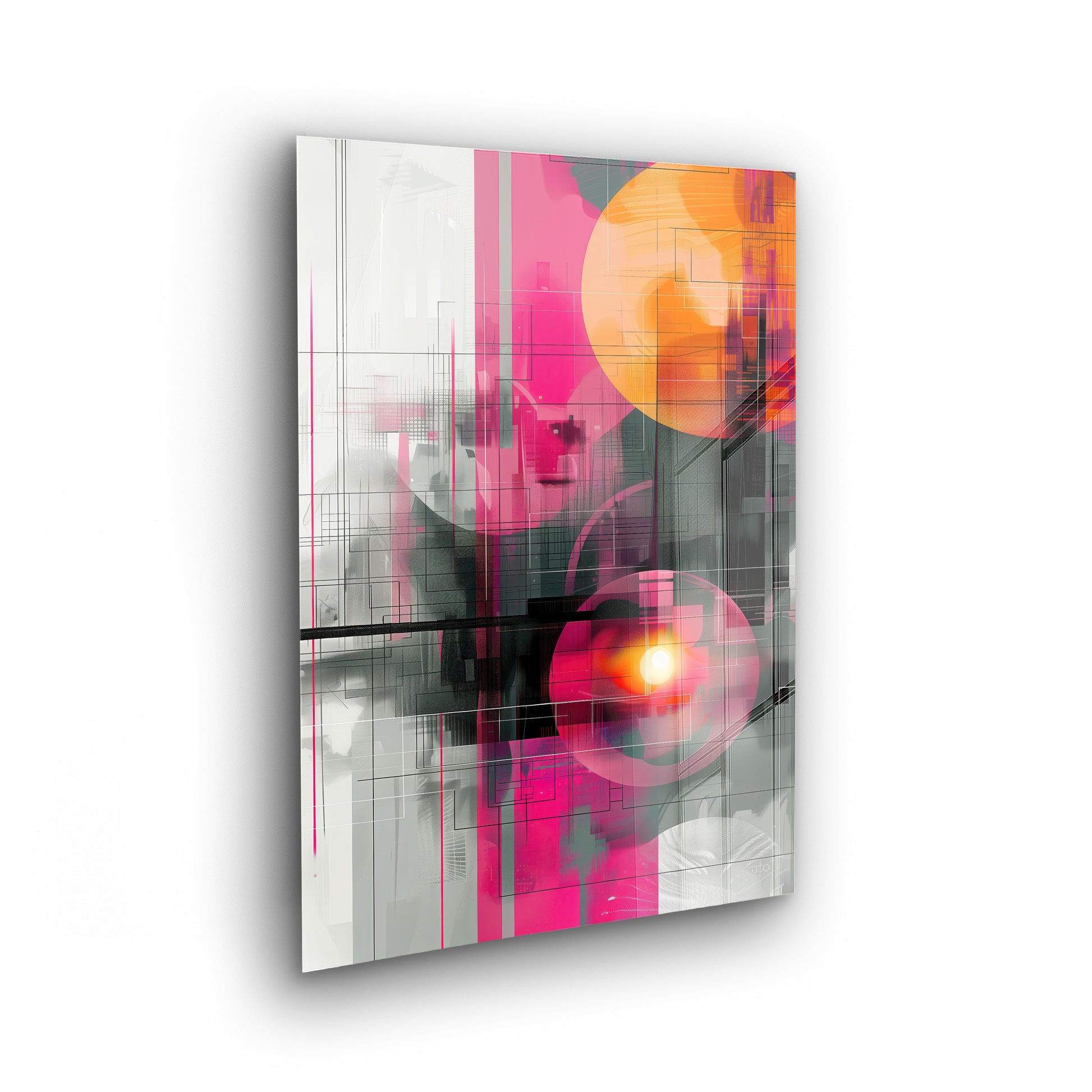 Futuristic Sunrise - Abstrakte digitale Kunst auf Acrylglas Wandbild