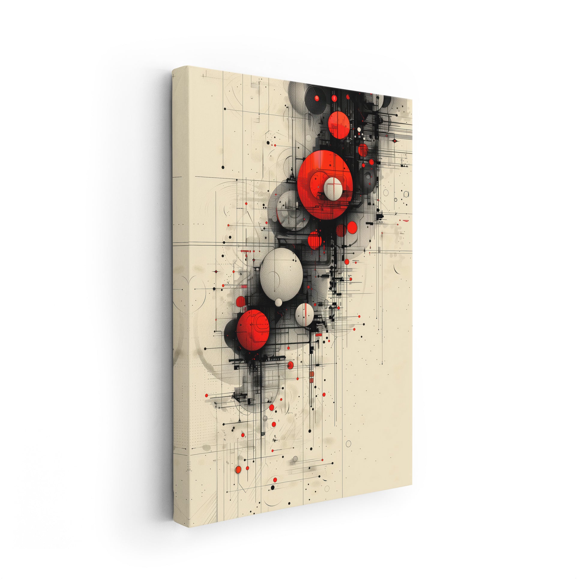 Interlinked Circles - Abstrakte digitale Kunst auf Leinwand