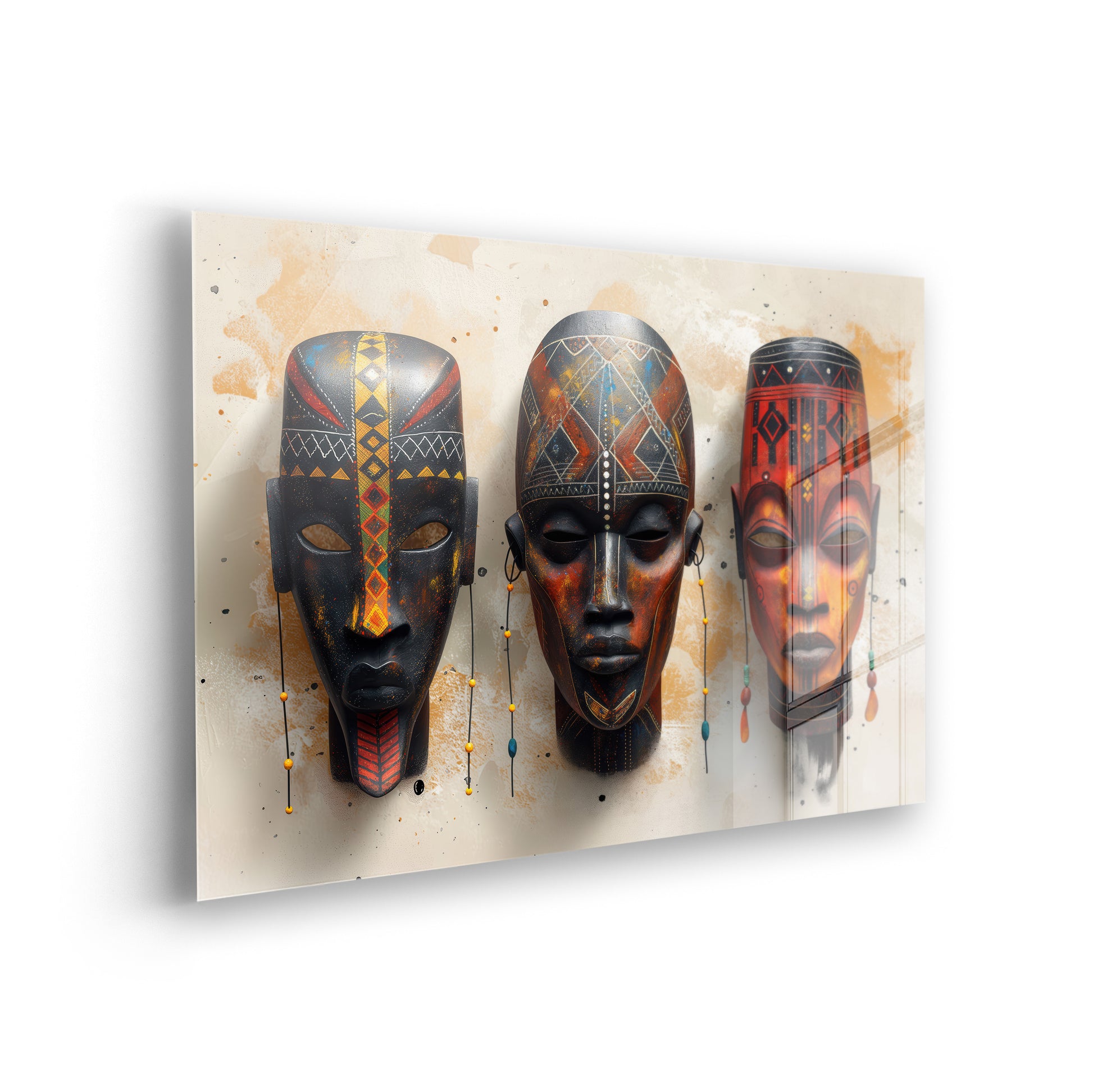 Art of Masks - Premium Acrylglas-Wandbild im Stil afrikanischer Kunst
