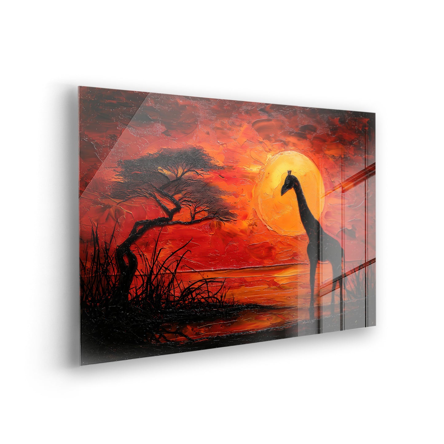 Evening Safari - Premium Acrylglas-Wandbild im Stil afrikanischer Kunst