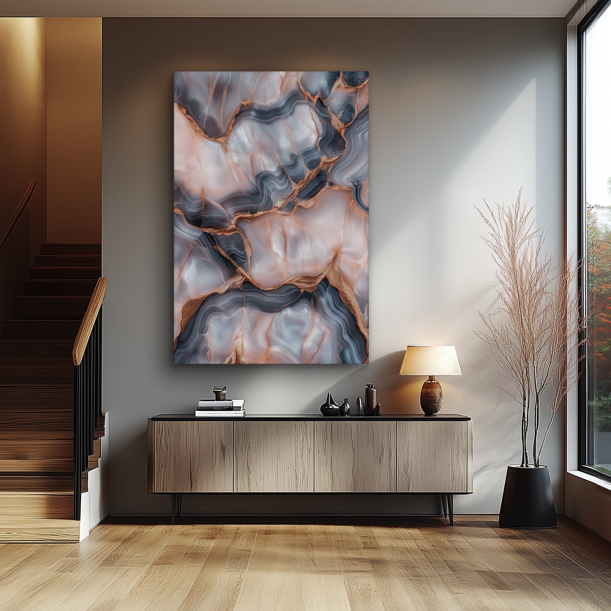 Shimmering Path No. 2 - hochwertiges Wandbild in minimalistischer Inneneinrichtung