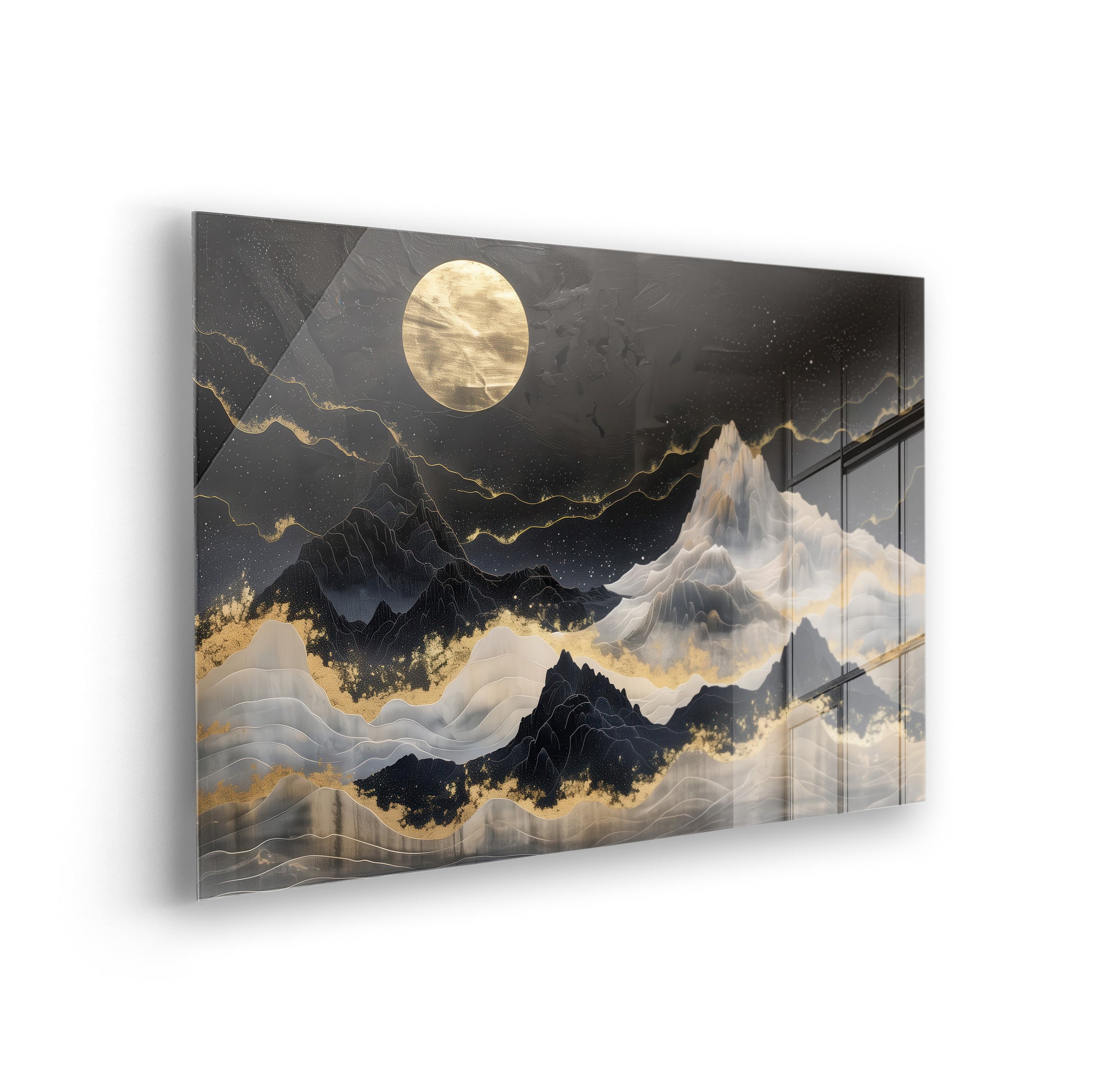 Golden Nights Over Mountains - Asiatische Kunst auf Acrylglas